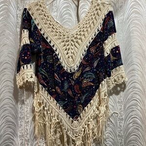 BOHO style Top Navy Blue Women’s Sz Small Top Love J